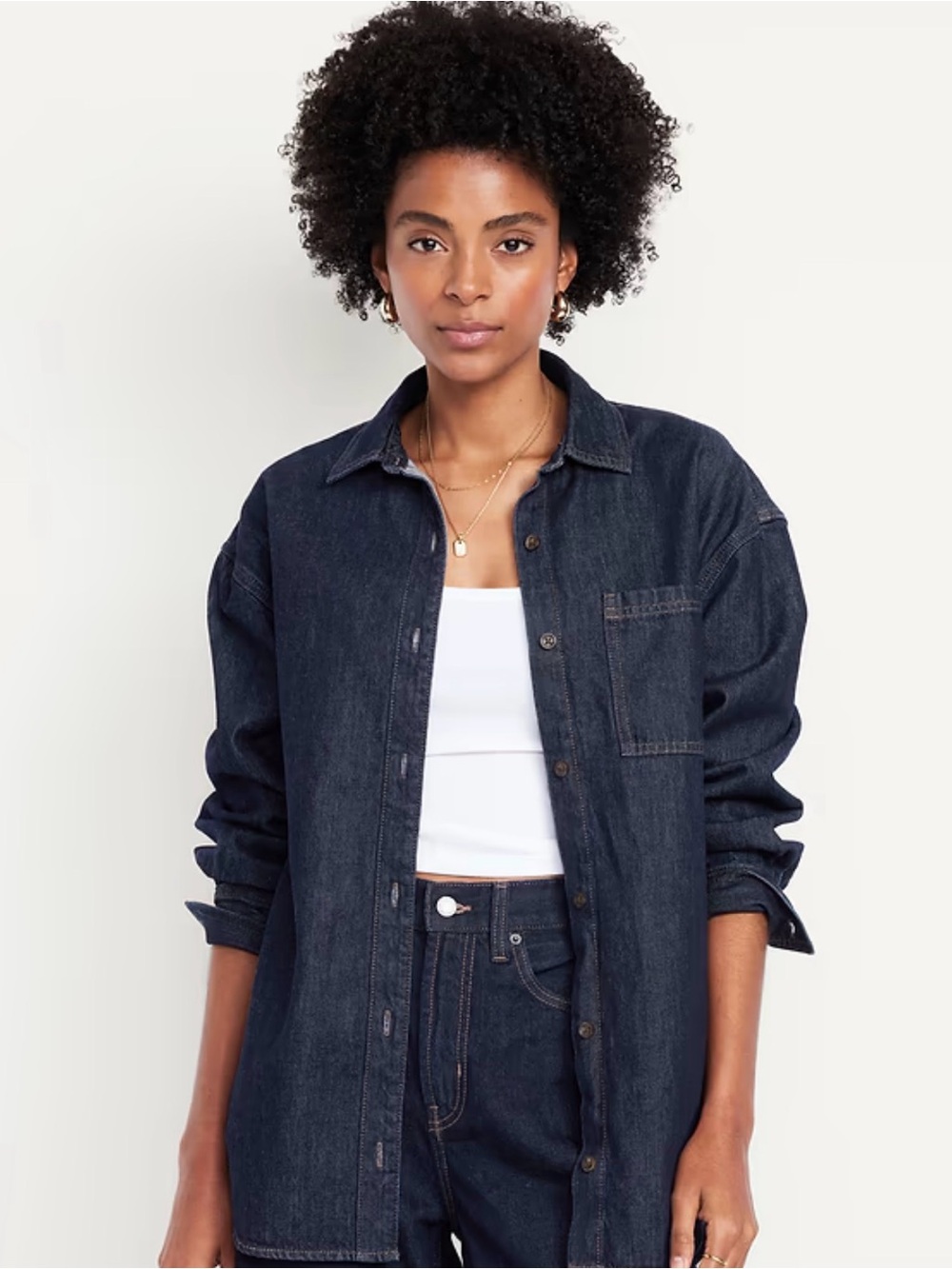 NWT Old Navy Women’s Denim Shacket Size Small Dark Wash Overshirt